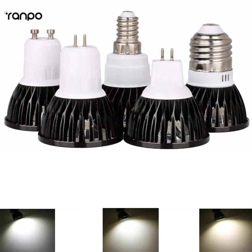 

5pcs New Black LED Spotlight GU10 GU5.3 6W 8W 10W Super Bright AC 85-265V lamp Spot light For home illumination