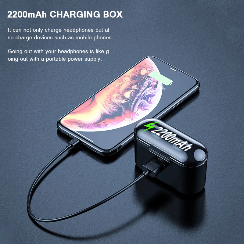 Беспроводные наушники стерео bluetooth наушники T2 TWS Bass Surround auriculares bluetooth inalambrico 2200 мАч музыка fone de ouvido