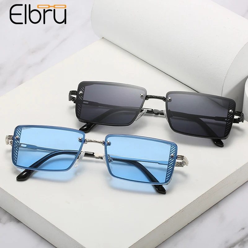 

Elbru New Fashion Small Sunglasses Brand Designer Metal Frame Sunshades Colorful Eyewear For Women Clear Lens UV400 Sun Glasses