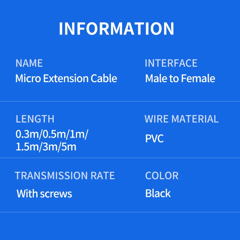 Кабель-удлинитель Micro usb штекер-гнездо с винтовыми отверстиями 0 3/0 5/1/1 5/3/5 м |