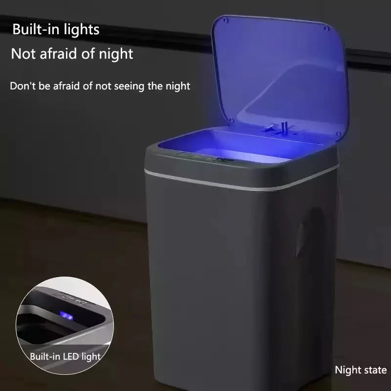 intelligent trash can automatic sensor dustbin smart sensor electric waste bin home rubbish can for kitchen bathroom garbage free global shipping