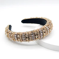 Hot Selling European and American Baroque Water Drill Headband Sponge Wide Edge Retro Drill Collar Crystal Band