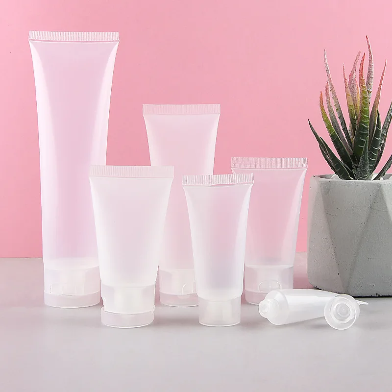 

50pcs/lot 5ml 10ml 15ml 20ml Refillable Bottles Clear Soft Tubes Empty Cosmetic Cream Emulsion Lotion Packaging Containers
