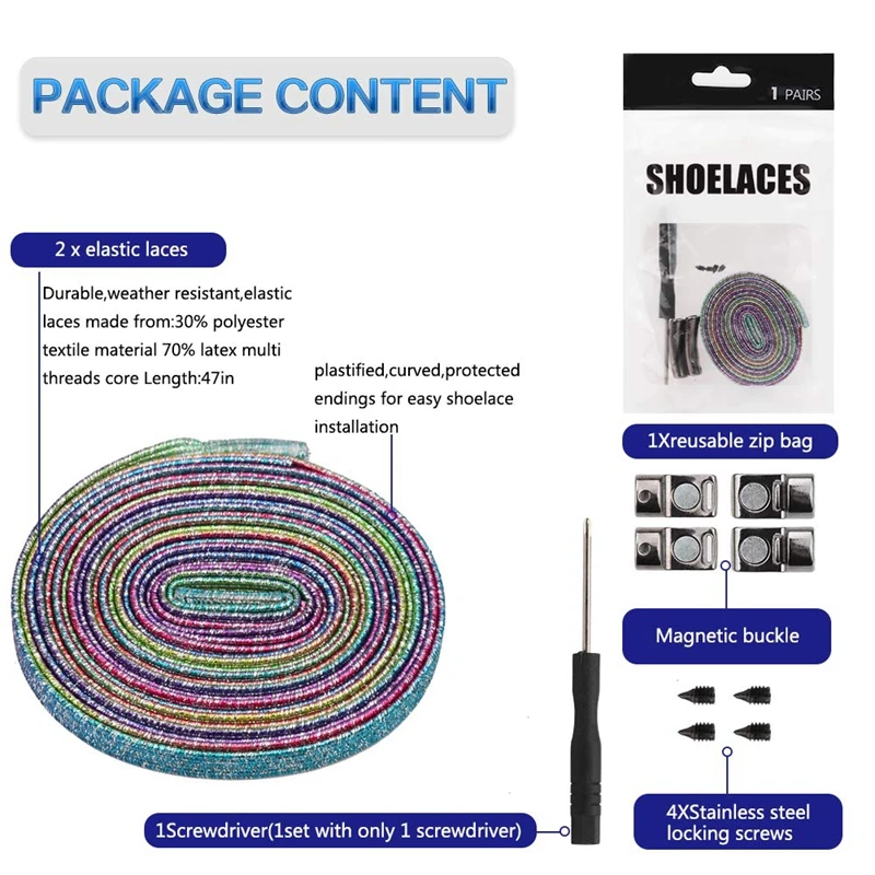 Elastic Shoelaces Buckle No Tie Shoelace Kinds of Shoes Lazy Laces Magnetic Metal Suitable for All 1 Second Fast Lacing Unisex