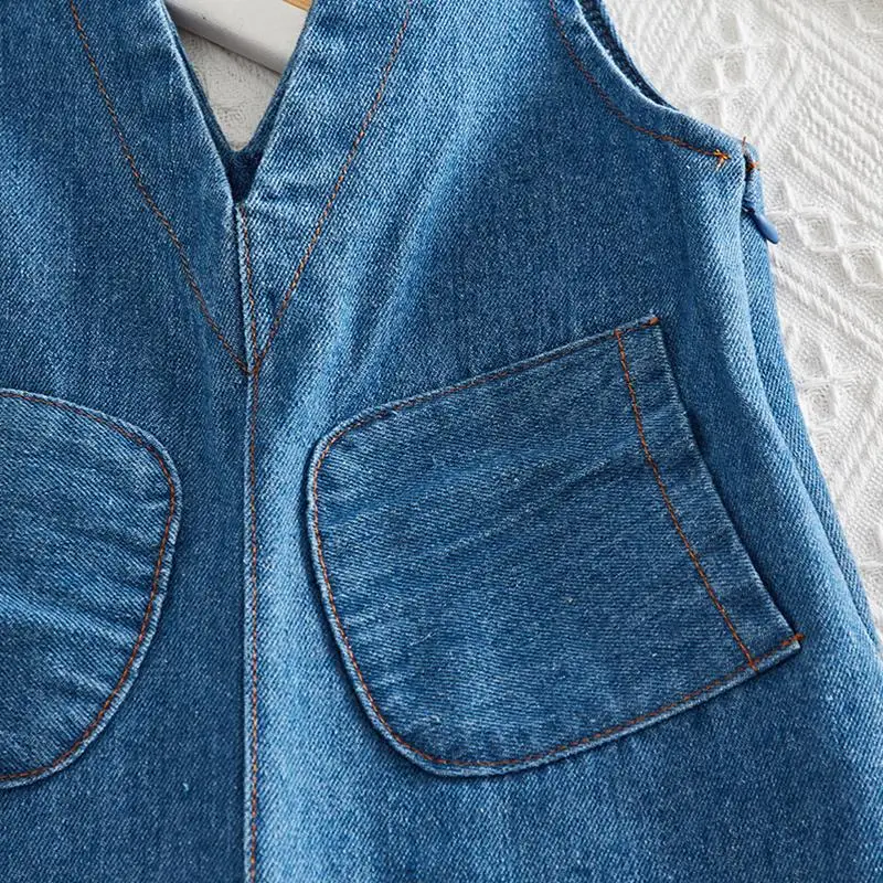 Детский джинсовый комбинезон weLaken штаны с подтяжками в Корейском стиле для