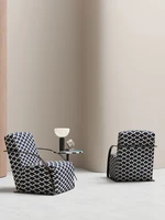 zq Light Luxury Post-Modern Simple Leisure Chair Purple and White Plaid Single-Seat Sofa Chair Living Room Living Room Chair