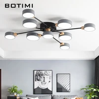botimi new design 220v led chandelier for living room novelty gray ceiling round lampshades metal lustres bedroom lighting
