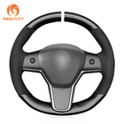 Оплетка MEWANT из черной замши Чехлы рулевого колеса автомобиля для Tesla, модель 3 2017 2018 2019-2020, модель Y 2020-2021