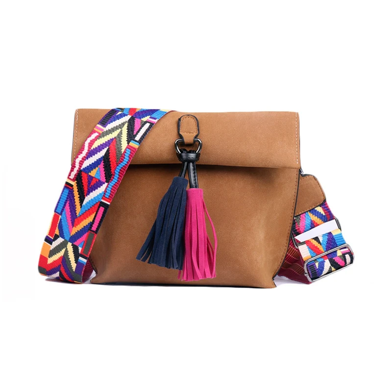 PU leather women bag tassel bag women crossbody sale bag women crossbody bag High quality - Цвет: Brown