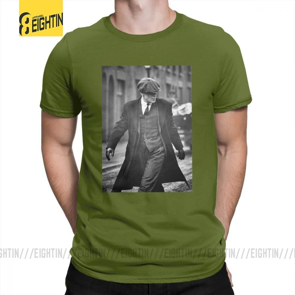 Peaky blinds рубашка и товары из очищенного хлопка классические футболки Летние футболки с коротким рукавом с вырезом лодочкой мужские футболки размера плюс - Цвет: Армейский зеленый