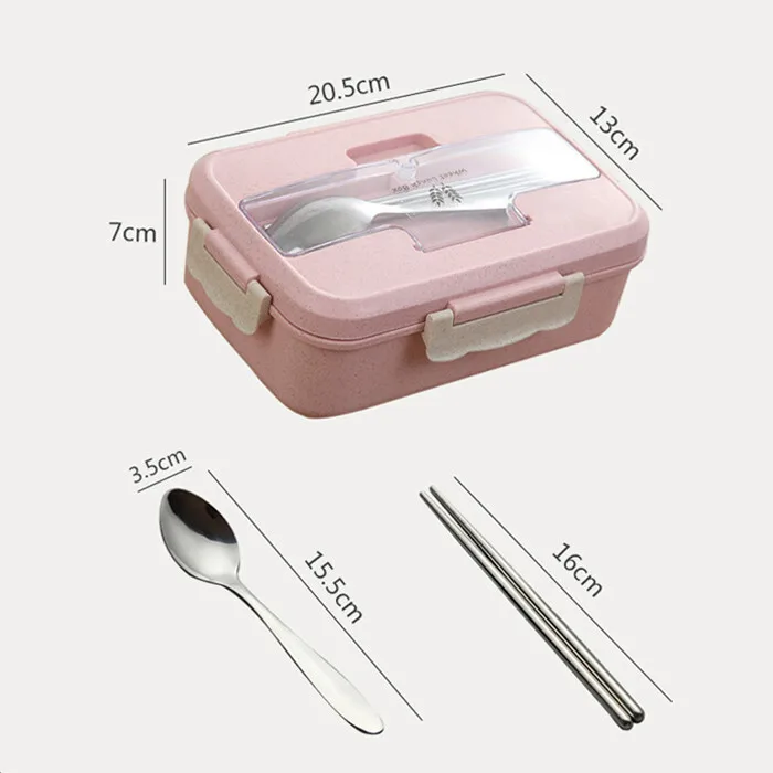

1000ml Wheat Straw Lunch Box with Spoon Healthy Material Bento Boxes Microwave Dinnerware Food Storage Container Lunchbox