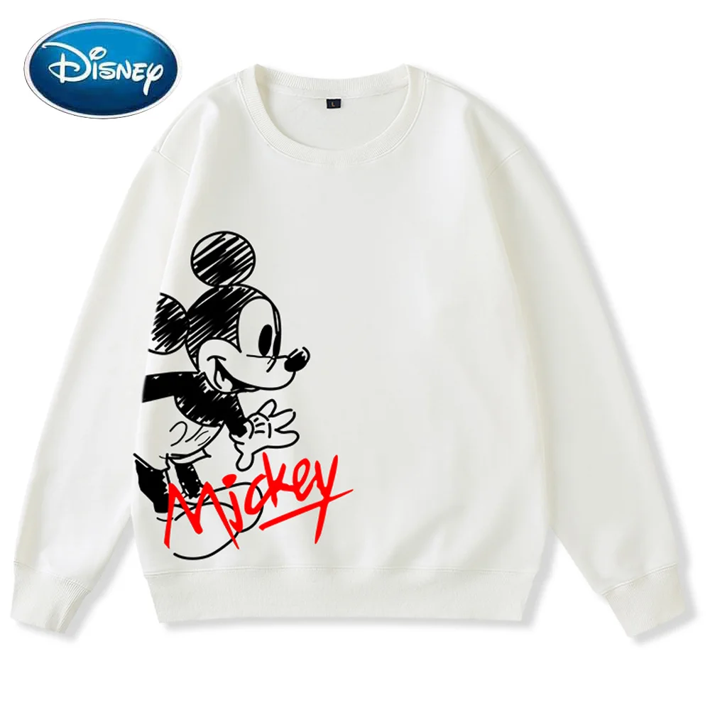 

Disney Sweatshirt Fashion Mickey Mouse Letter Cartoon Print Vintage Women O-Neck Long Sleeve Harajuku Tops Female Femmes 8 Color