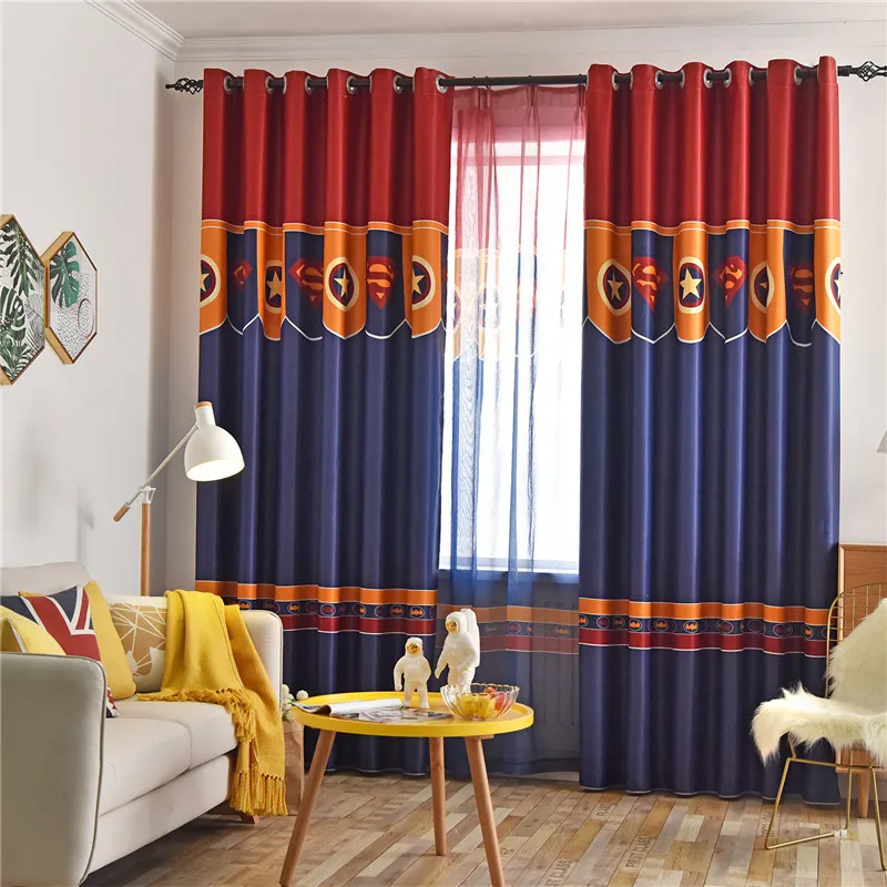 

Modern Blackout Curtains Captain Amer Pattern For Living Room Window Bedroom shading Ready Made Finished Drapes Blinds B 2JL366