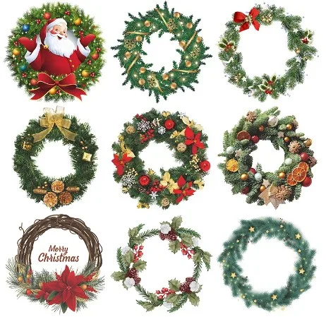 

9 Styles Christmas Wreath Wall Stickers Window Glass Door Stickers New Year 2022 Home Decor Wall Decals Wallpaper Xmas Stickers