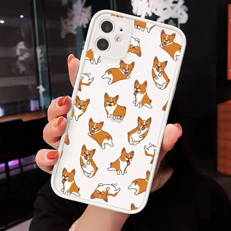 

Cute cartoon animal dog Corgi Phone Cases matte transparent For iphone 7 8 11 12 plus mini x xs xr pro max cover