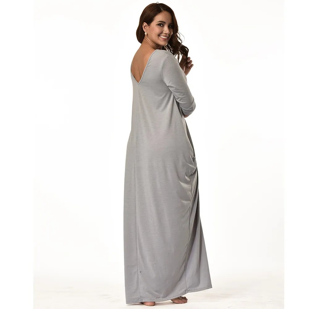 Платье vestido de mujer модные для женщин большие размеры платье 3/4 рукавом v-образным