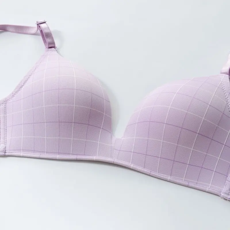 

Women New Beautiful Back Bra Thin Section Lattice Smooth Bra No Trace No Steel Ring Gather Sleep Bra Adjusted-straps Bra