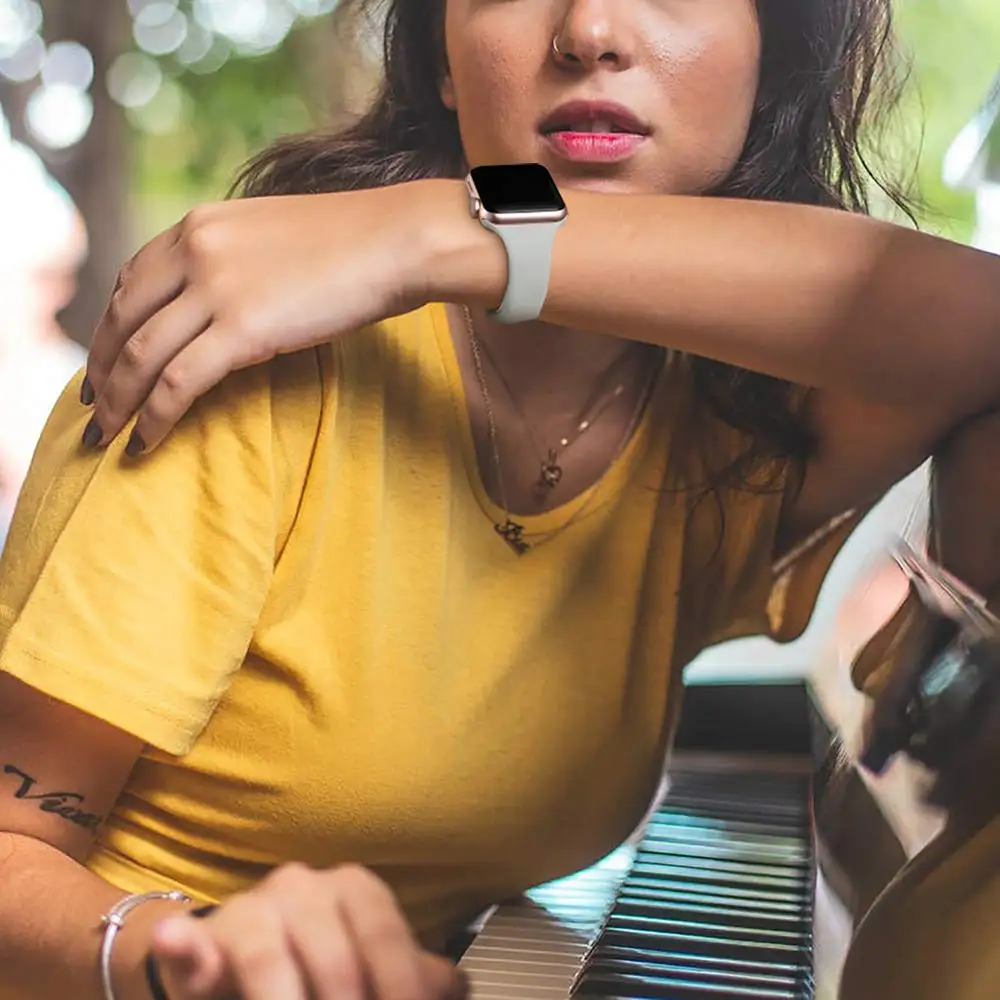 Мягкий силиконовый спортивный ремешок для наручных часов Apple watch версии 5 4 3 2 1 38 мм