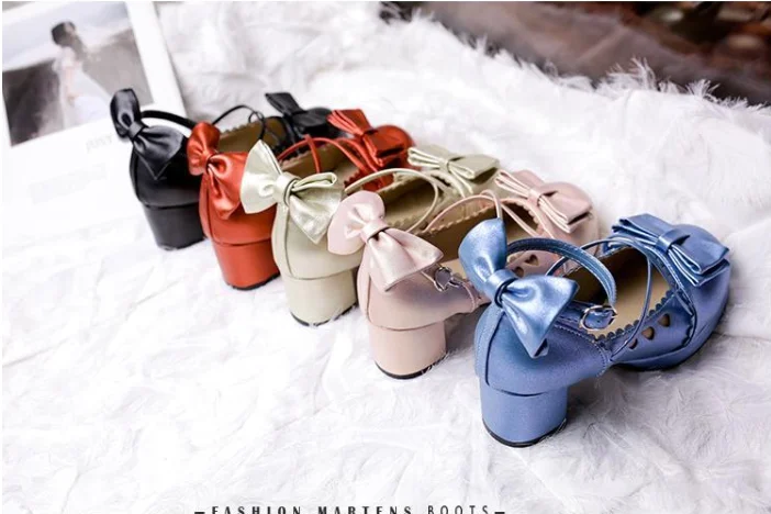

Cosplay Lolita Japanese Princess lolita girls shoes bow sweet Pink High heel girls shoes Victoria Loli Kawaii sweet girls shoes