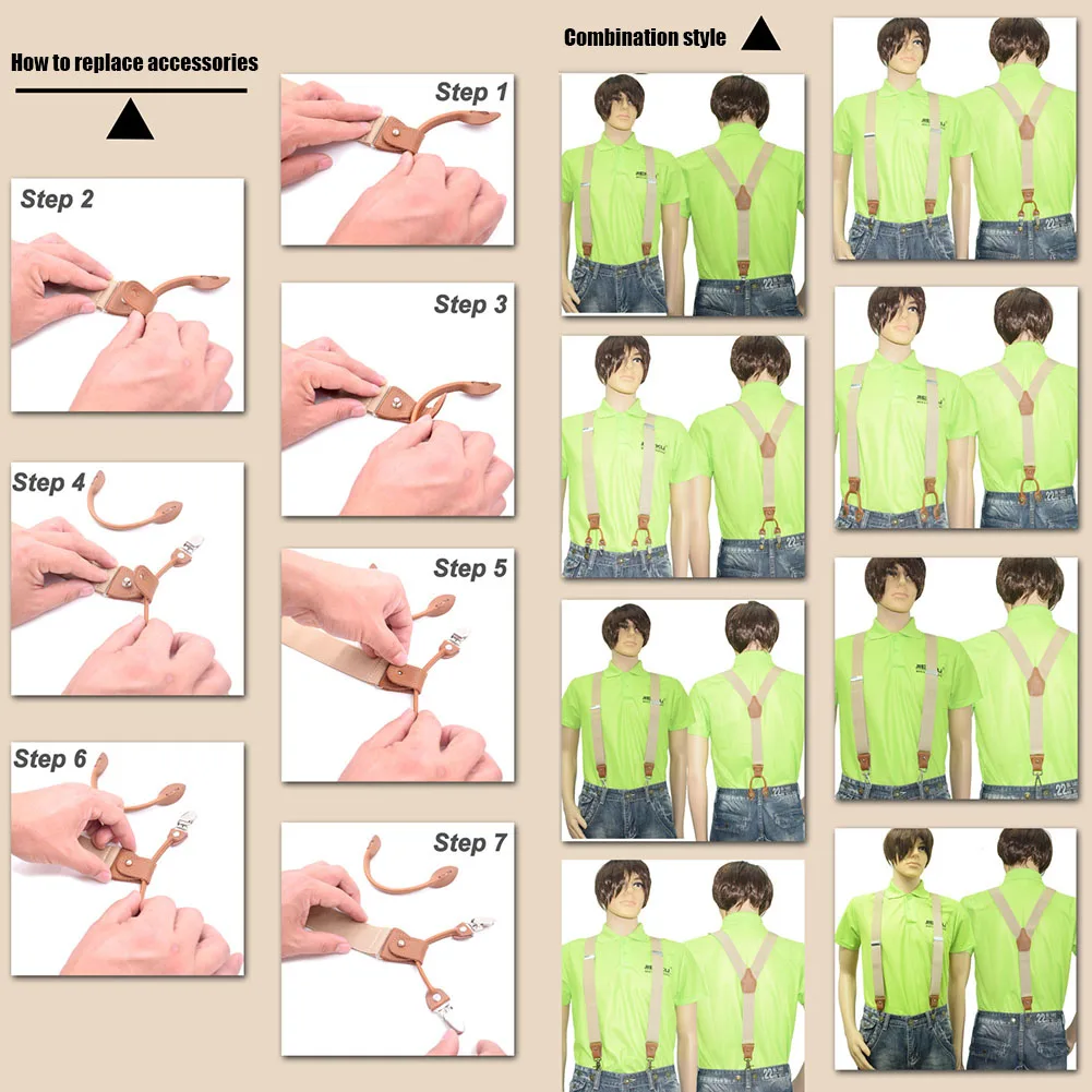 Y Back подтяжки набор для мужчин и женщин с тяжелыми зажимами широкие регулируемые
