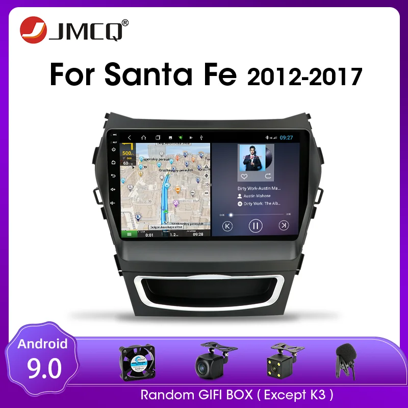 

JMCQ For Hyundai Santa Fe 3 Grand 2012-2017 Android 9.0 Car Radio Multimedia Player 2 din RDS 4G+64G GPS Navigaion Split Screen
