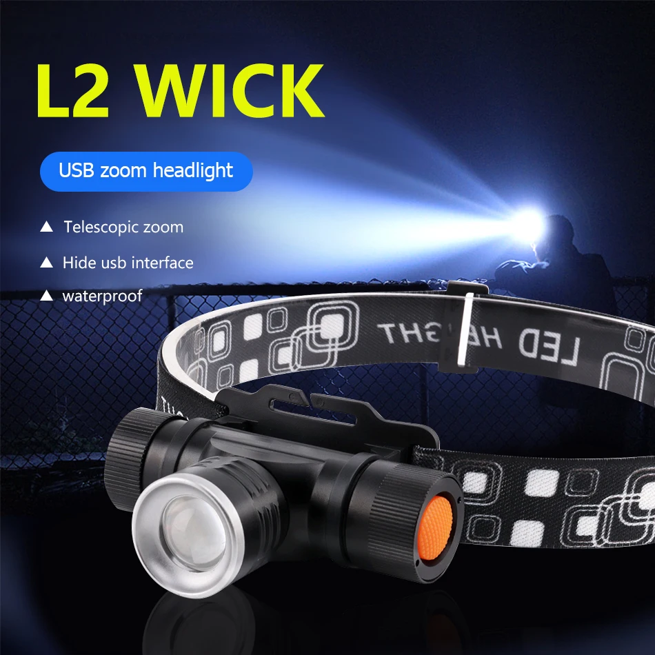 Мощный налобный мини фонарь с ИК датчиком движения зарядкой от USB индукционный