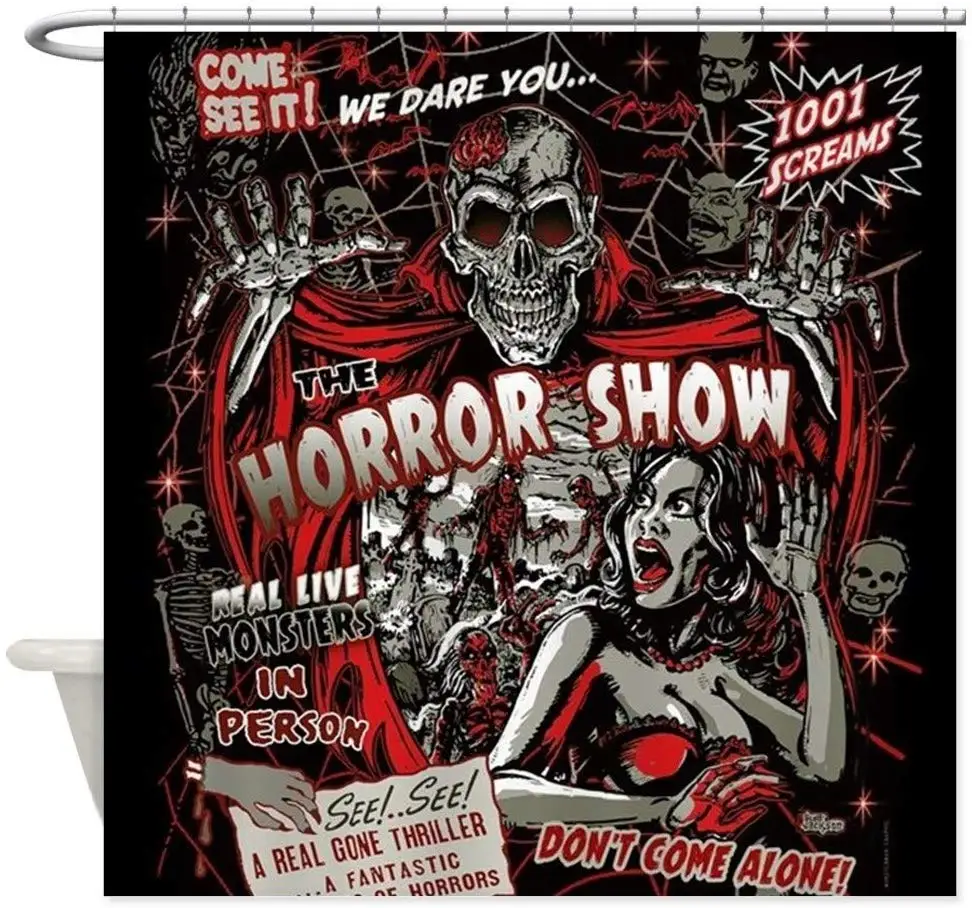 

Horror Movie Monsters Spook Show Decorative Fabric Shower Curtain