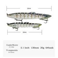 1pcs 130mm loach bionic lure multi articulated bait 9 segments crankbaits tackle set of wobblers for pike goods fishing hooks