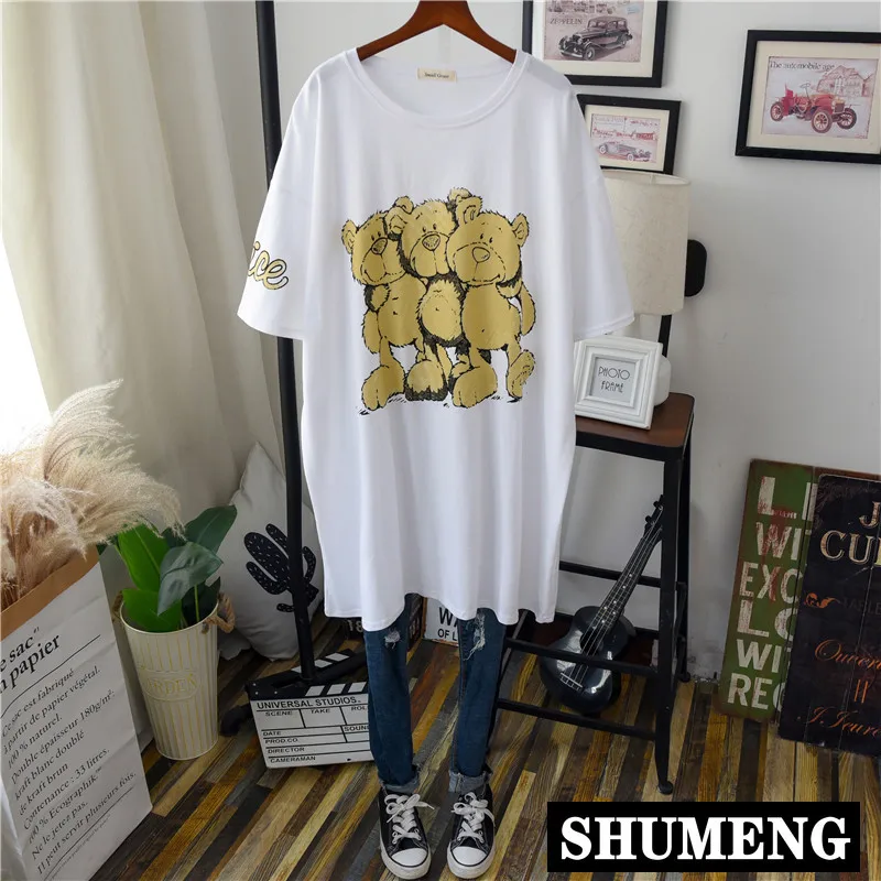 Футболка с короткими рукавами из чистого хлопка женская футболка средней длины