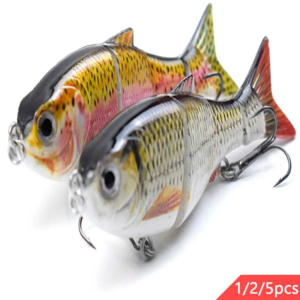 

5/2/1PCS 115MM 27G Hard Multi Jointed Swimbait Wobbler 3D Eyes NO.4 Treble Hooks Fishing Lures For Shad Catfish Ocean River