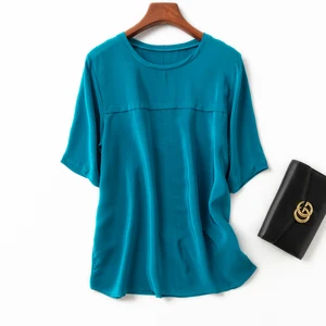 2021 Весна Новое поступление высокое качество 100% шелк Офисная Женская блузка Половина длинный рукав