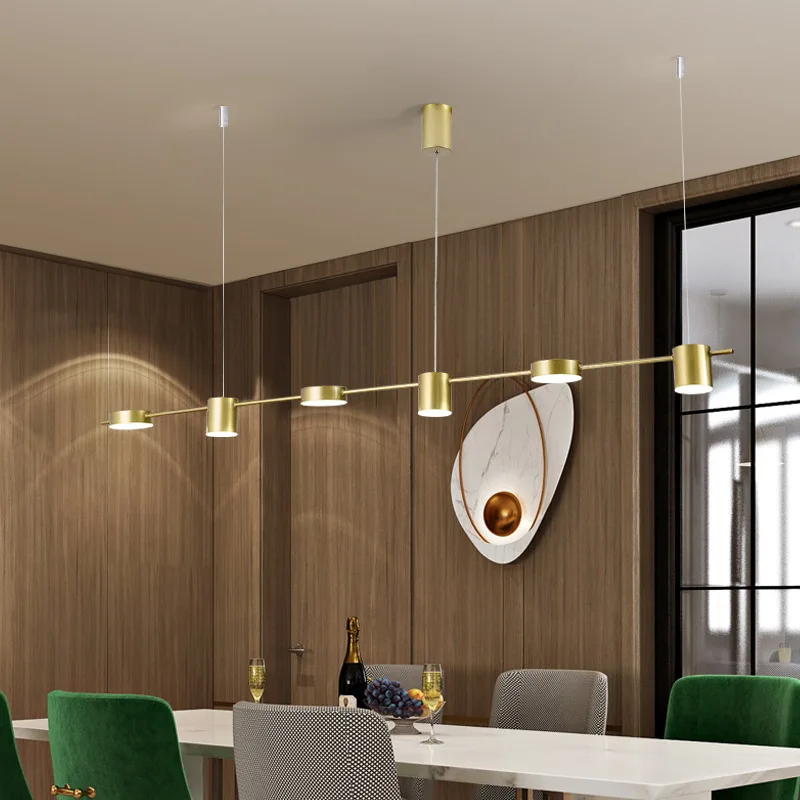 Nordic Restaurant LED Multi-head Minimalist Creative Bar Chandelier Modern Atmosphere Art Long Household Dining Table Light