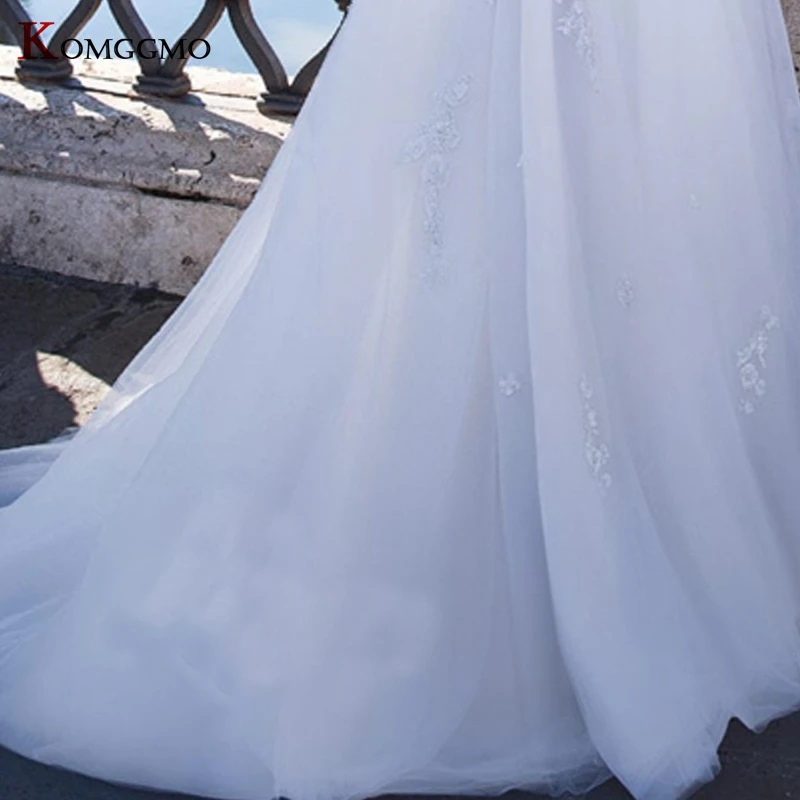 

Luxury 3D Flowers Sweetheart Neck Court Train Wedding Dress for Women Elegant Three Quarter Sleeve Button Back Bridal Ball Gown