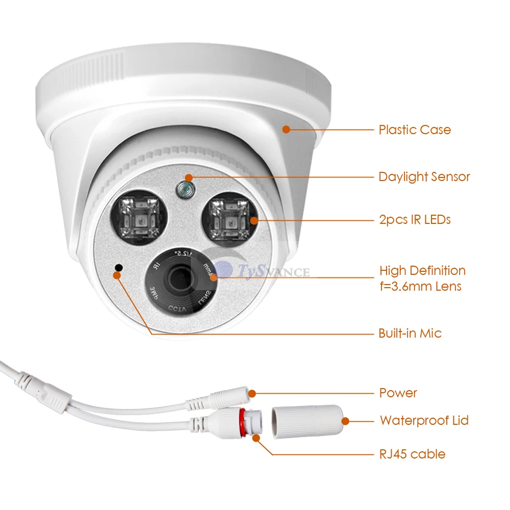 TySvance Audio 1080P POE Full HD IP камера 3 6 мм широкоугольный 2MP купольный инфракрасный ночное