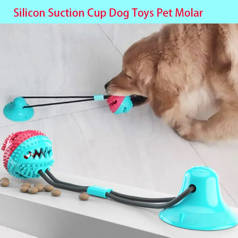 

Interactive Pet Dog Toy Silicon Suction Cup Tug Push Dog Ball Puppy Cat Leakage Food Chew Bite Toy Pet Tooth Cleaning Toothbrush