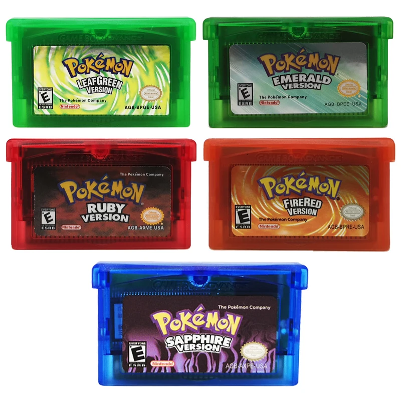 

Pokemon Game Card English Language Emerald Sapphire Series NDSL GB GBC GBM GBA SP Ruby Firered Video Cartridge Console Game Card