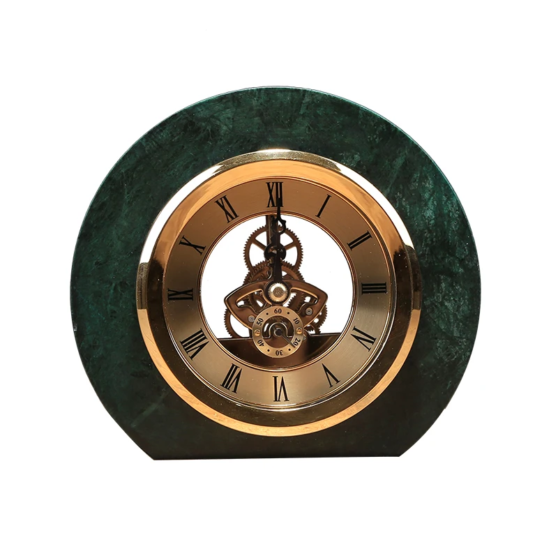 

Luxury Table Clock Vintage Classical Retro Marble Desk Clocks Living Room Decorative Bedroom Chic Metal Saat Silent Watch E6NZ