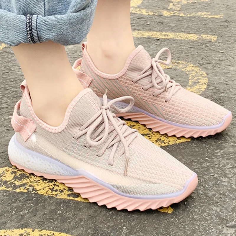 Кроссовки Женская повседневная обувь в стиле Харадзюку из сетчатого материала