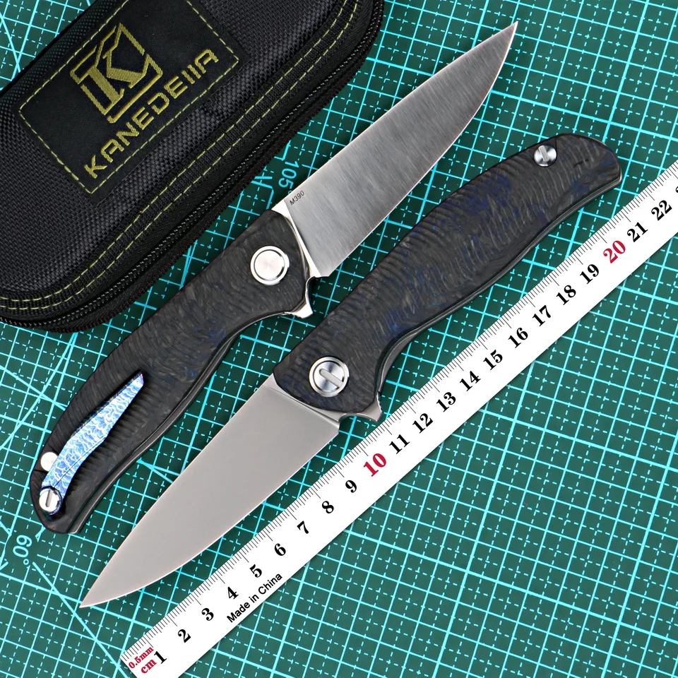 Складной нож Kanedeiia F3 Flipper лезвие M390 из титана и углеродного волокна ручка для