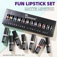 12 colorset lipstick box black purple grape purple lip tint cos vampire mouth dark brown creative lipstick make up set