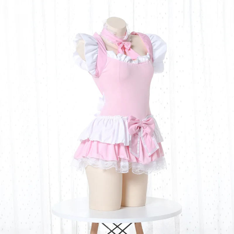 

Cosplay Kawaii Lingerie Apron Servant Costume Babydoll Dress Uniform Erotic Role Play Cute Maid Outfit Pink Lolita Women Maid