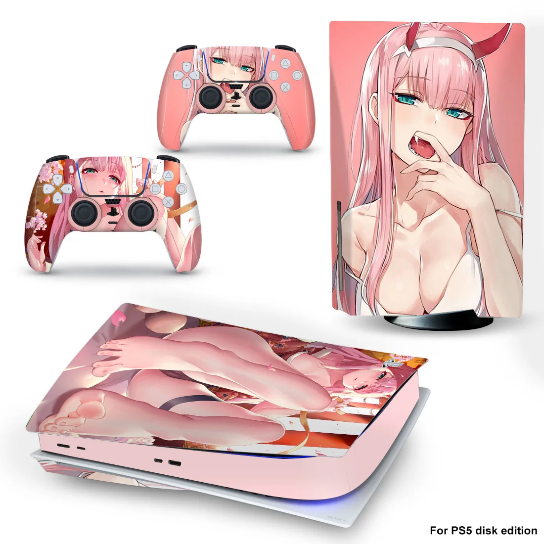 

Мультяшная девушка для PS5 диск издание Наклейка Обложка для PlayStation 5 консоль и 2 контроллера PS5 диск наклейка