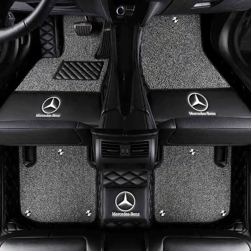 Luxury Black grey Автомобильный коврик для Mercedes Benz GLC 200 260 300 220d 250d 350e AMG Coupe Автомобильные аксессуары кожаный коврик - Название цвета: Luxury Black grey