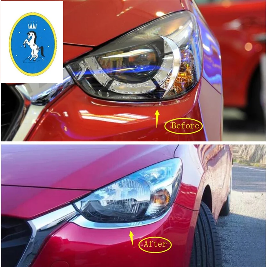 Yimaautotrims авто аксессуары передние фары лампа век брови украшения полосы крышка отделка Подходит для Mazda 2 Demio
