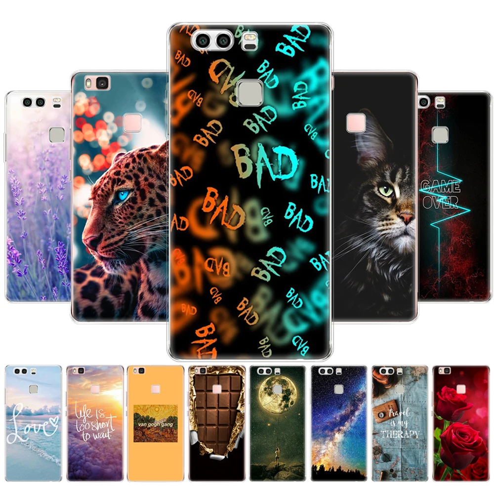 

cover phone case for huawei P9 LITE PLUS 2016 soft tpu silicon back cover 360 full protective printing transparent coque