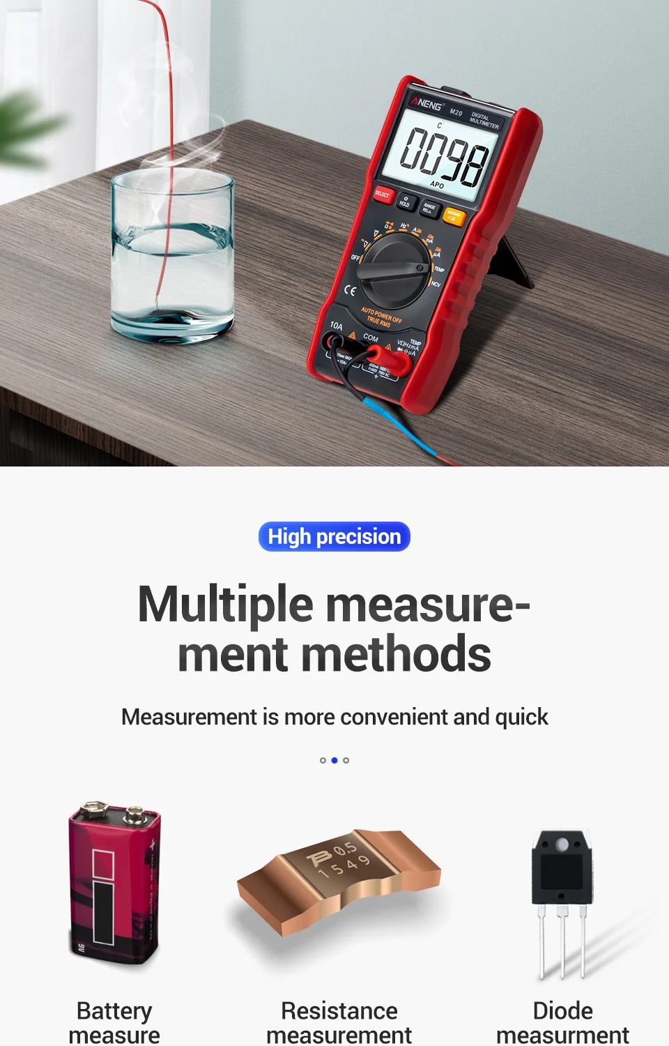 ANENG M20 мультиметр цифровой тестер 6000 отсчетов digital multimeter цифровой Мультиметр токовые клещи transistor tester esr тестер транзисторов амперметр автоматический dc dc мультиметры цифровые конденсатор тестор