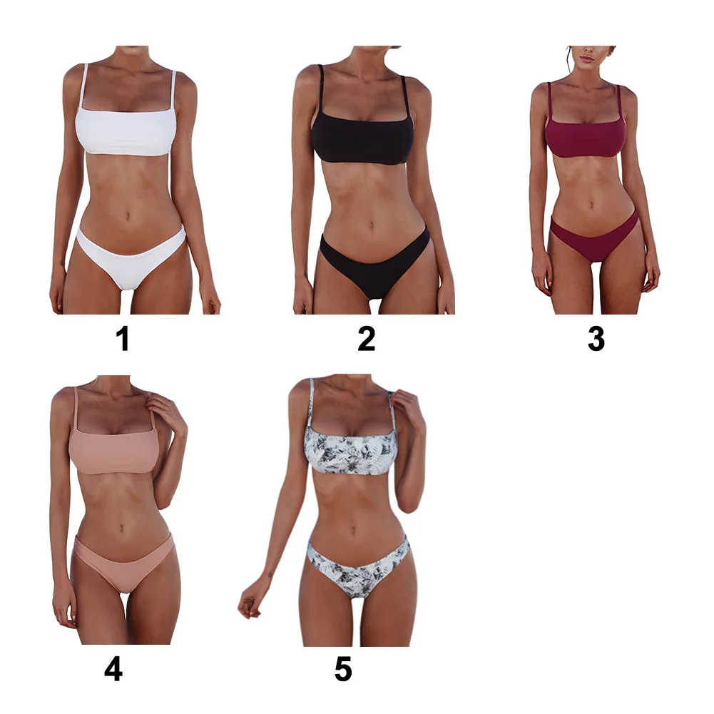 Женский купальный костюм Купальный бюстгальтер с подкладкой чистый цвет