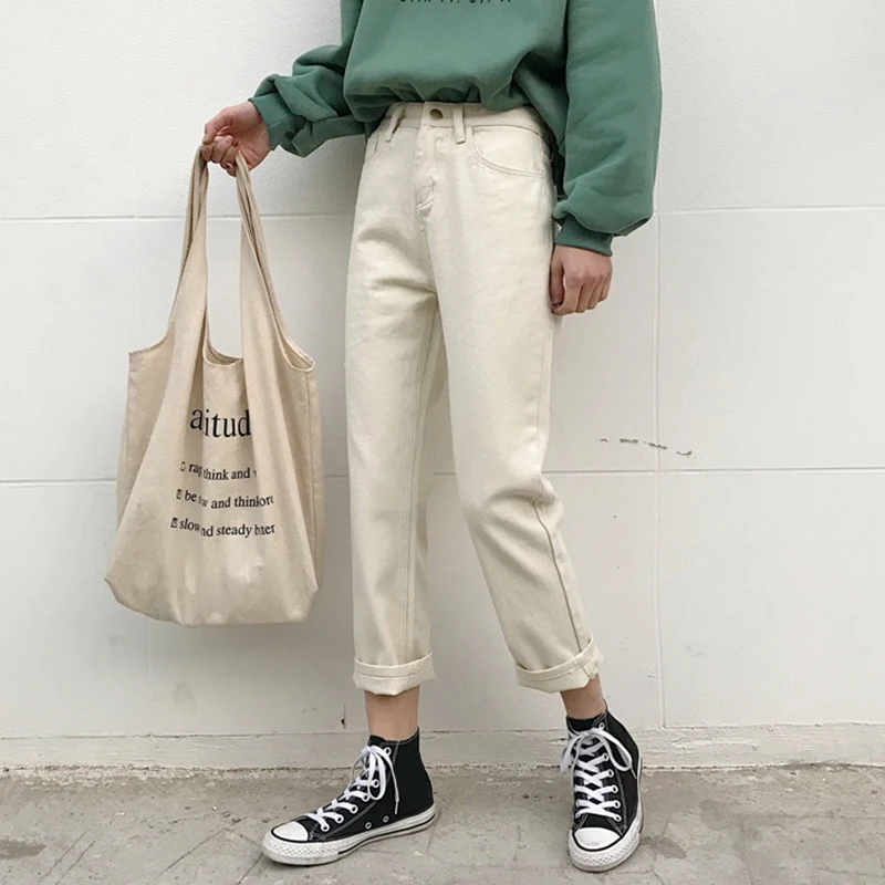 Джинсы женские Прямые хлопковые с завышенной талией на весну/осень|Джинсы МОМ| |