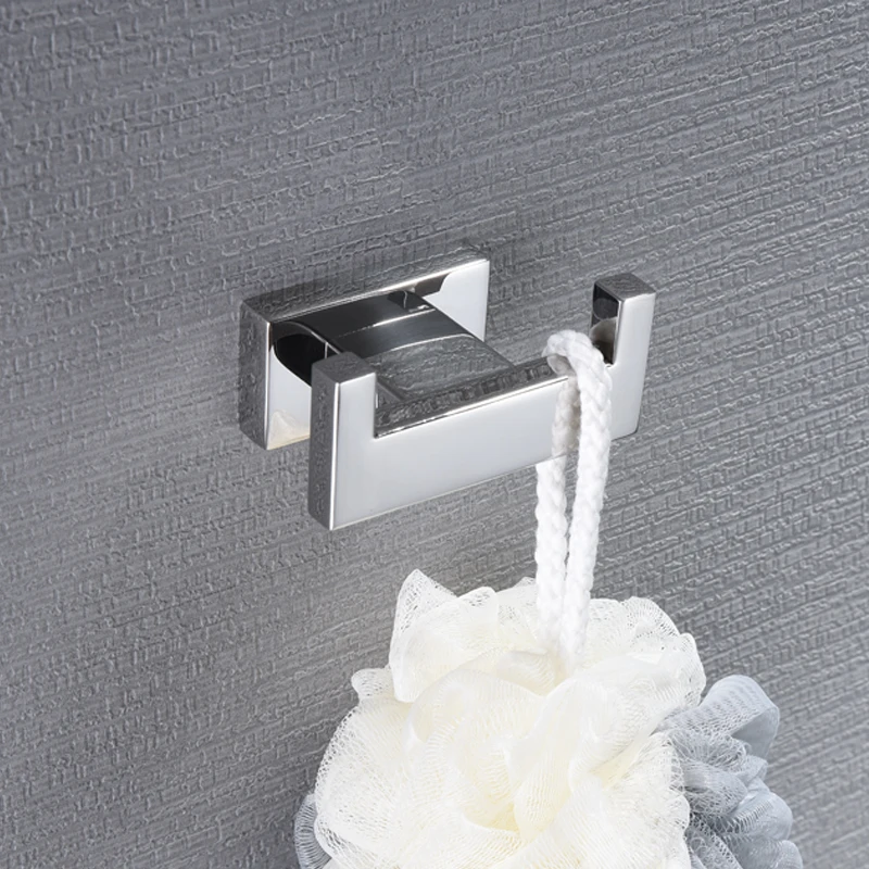 

New bathroom 304 stainless steel double coat hook bathroom coat hook bathrobe hook towel hook bathroom hardware pendant