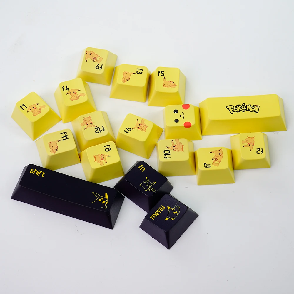 Cherry Profile PBT Keycaps Black and Yellow 104 Keys Anime Themed for MX Switch Mechanical Keyboards |